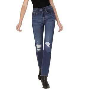 Levi's Women's 724 Straight Jeans Size 26 x 32 Blue Distressed High Rise NWT $69